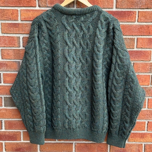 VTG Aran Crafts Ireland Wool Chunky Cable Knit Fisherman Sweater Medium Unisex - Picture 3 of 15